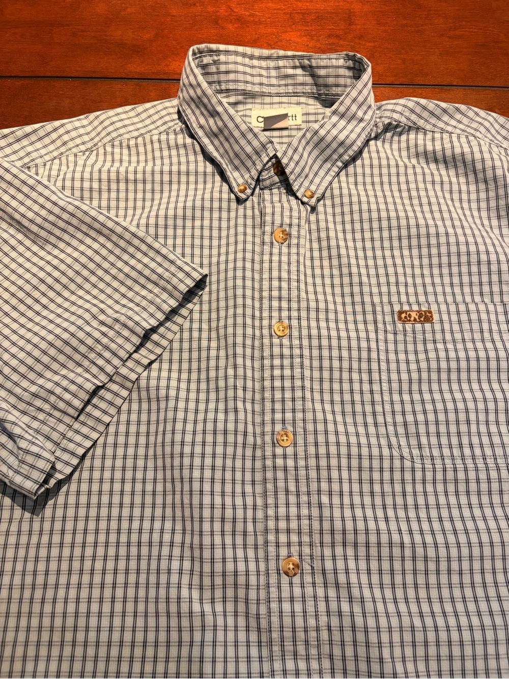 Carhartt Men’s Short Sleeve Plaid Button Down Shirt 3XL S114BLU
